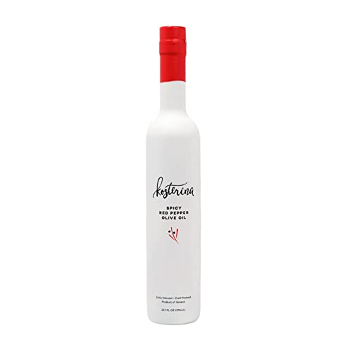 Spicy Red Pepper Olive Oil, Cold-Pressed EVOO, Made from 100% Pure Early Harvested Koroneiki Olives, Authentic Mediterranean Flavors, Incredible Superfood, Smooth & Fresh Taste (12.7 oz)
