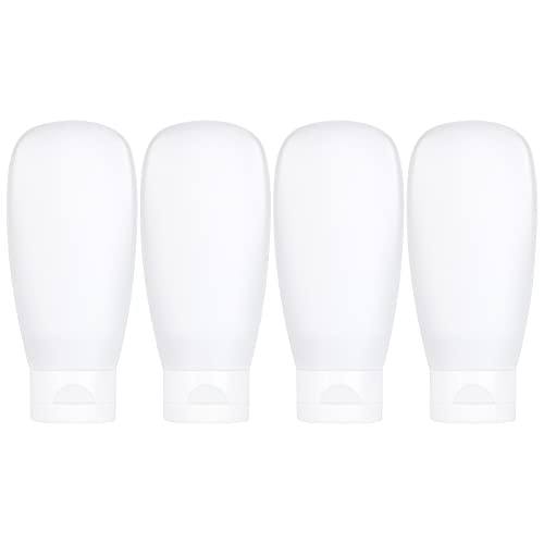 TSA Approved Travel Bottles Set for Toiletries Travel Size Containers Kit 4 Pack Portable Leak Proof Refillable Squeeze Cosmetic Airplane Essential Shampoo Hair Conditioner Body Lotion Bath Shower Gel