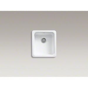 Kohler K-6584-96 17" 1-Bowl Top-Mount/Undermount Cast Iron Kitchen Sink Biscuit
