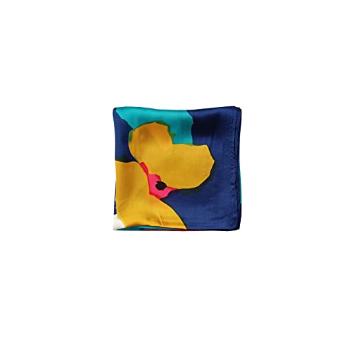 tagunop Silk Feeling Scarf Fashion Pattern Large Square Satin Headscarf for Women 27 Inches Black Cashew