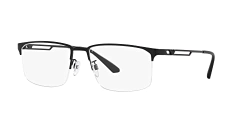 Emporio Armani Men's EA1143 Square Sunglasses, Matte Black/Demo Lens, 55 mm