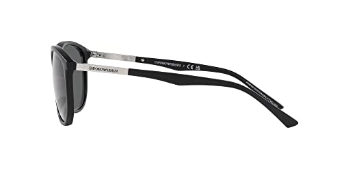 Emporio Armani Men's EA4201 Square Sunglasses, Matte Black/Dark Grey, 58 mm