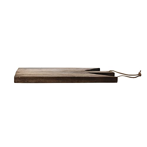 Main + Mesa Geometric Wood Cutting Board with Leather Tie Medium Natural