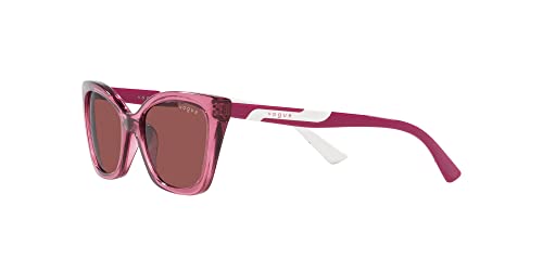 Vogue Eyewear VJ2020 Cat Eye Sunglasses, Transparent Purple/Dark Violet, 48 mm