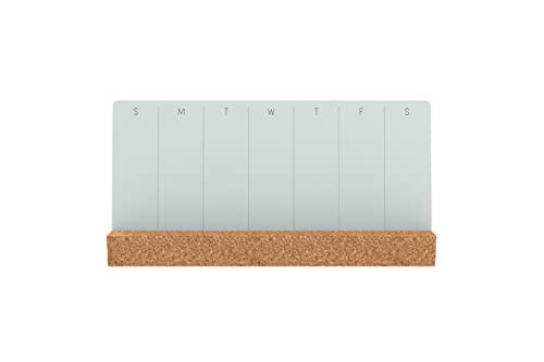 Three by Three Seattle 5.5 x 12 Inch Glassencorque Weekly Desktop Dry-Erase Board with Marker for Memos, Lists, and More in Office, Home, or School Décor
