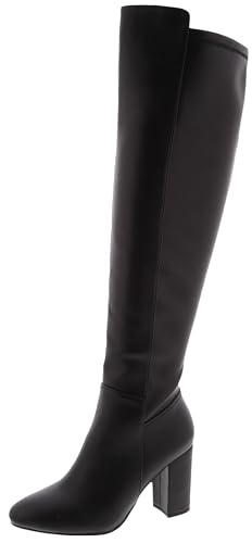 TruFox Womens Classy Fashion Knee High Block Heel Boots, Black, 5.5