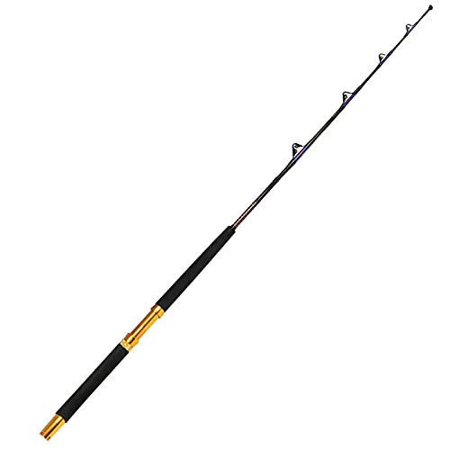Fiblink Saltwater Fishing Trolling Rod 1 Piece/2 Piece Heavy Roller Rod Big Name Conventional Boat Fishing Pole with Roller Guides (1-Piece 5'6" 30-50lb)