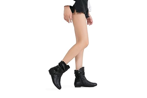 Vepose Women's 939A Flat Fashion Slouch Boots Ankle Booties,Camel,Size 11M US-with Zipper(CJY939A camelpu 11)