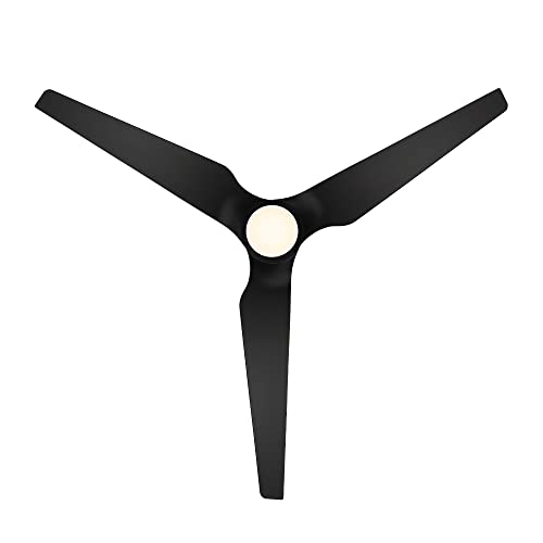 WAC Smart Fans Stella Indoor and Outdoor 3-Blade Smart Home Ceiling Fan 60in Matte Black with 3000K LED Light Kit and Remote Control Works with Alexa and iOS or Android App