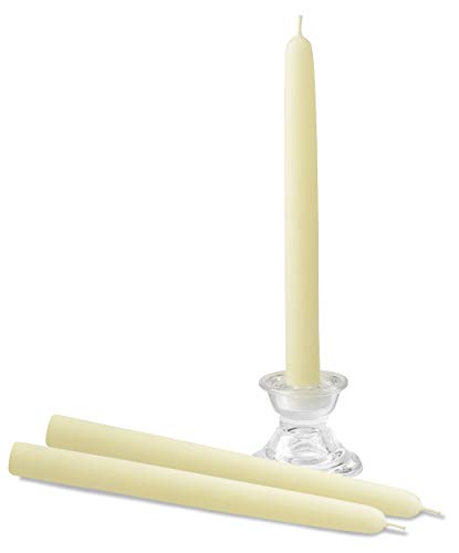 8" Beeswax Taper Candles 12 Pack - Handmade, All Natural, 100% Pure Unscented Bee Wax Candle - Tall, Decorative, White - 8 Hour Burn Time