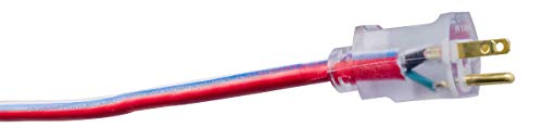 Southwire Heavy Duty Extension Cord, 50Ft, 12 Gauge, 3 Conductor, Outdoor Cord, Lighted End, SJTW, Red/White/Blue, 2548SWUSA1