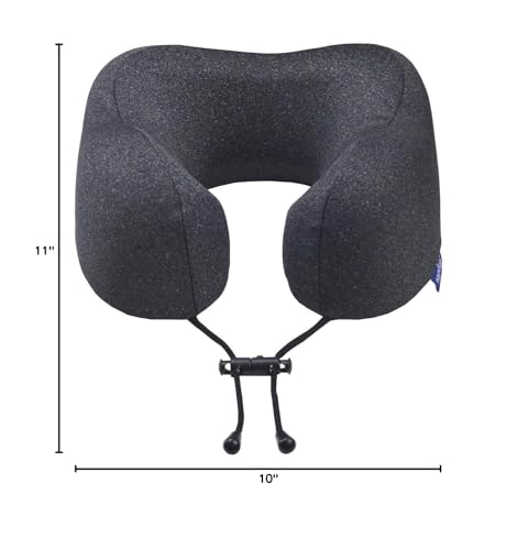 napfun Travel Pillow, Travel Accessories & Travel Essentials for Airplane Upgraded 100% Pure Memory Foam Travel Neck Pillow for Flight Headrest Sleep, Portable Plane Necessities, Full Black