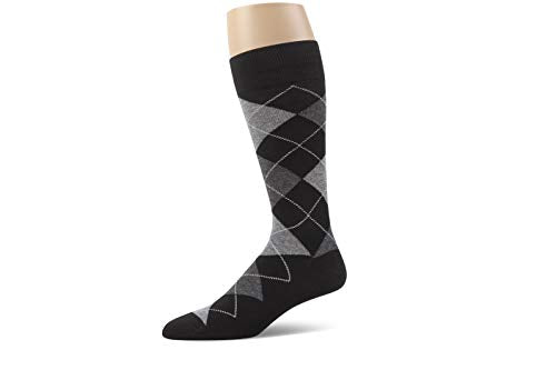 u&i socks Men's Argyle Dress Socks, Combed Cotton, Shoes Size 6-12, Black Grey Mix, Pack of 3