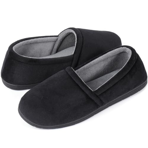 ULTRAIDEAS Women's Grace Closed Back Slippers, Memory Foam Loafer House Shoes with Rubber Sole (11-12 US, Navy)