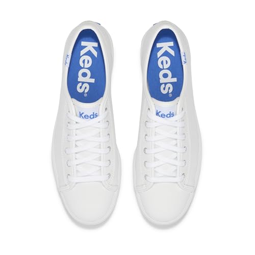 Keds Women's Triple Kick Leather Sneaker, White/Black Bottom Foxing Stripe, 9