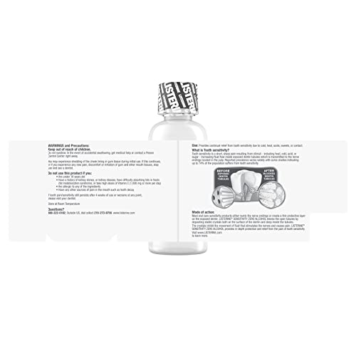 Listerine Sensitivity Mouthwash, 24-HR Tooth Sensitivity Relief & Protection, Alcohol-Free Formula in Fresh Mint Flavor, TSA Compliant Travel-Sized Bottle, 3.2 fl. oz