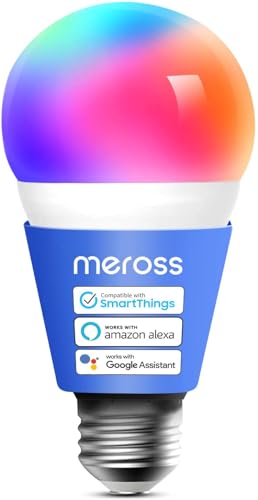 meross Smart Light Bulb, Smart WiFi LED Bulbs Works with Alexa, Dimmable E26 Multicolor 2700K-6500K RGBWW, 810 Lumens 60W Equivalent, No Hub Required, 1 Pack