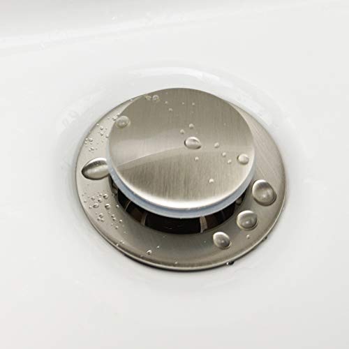 Purelux Pop up Drain Stopper for Bathroom Faucet Vanity or Vessel Sink Bathroom Drain Assembly No Overflow, Brushed Nickel