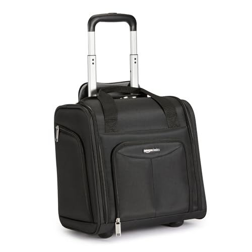 Amazon Basics Underseat Carry-On Luggage With Wheels, 14-inch Rolling Travel Bag, Black