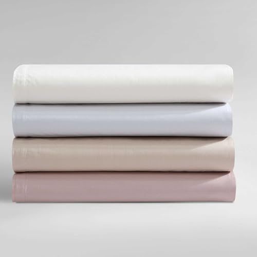 Calvin Klein - Queen Sheets, Luxuriously Soft Percale Bedding Set, Sustainable Fabric Construction (Naturals Solid Dawn Blue, Queen)