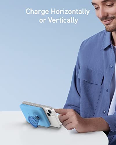 Anker 622 Magnetic Battery (MagGo with PopSockets Grip), 5,000mAh Portable Charger with Swappable PopGrip and Stand, USB-C for iPhone 14/13/12 Series (Black)