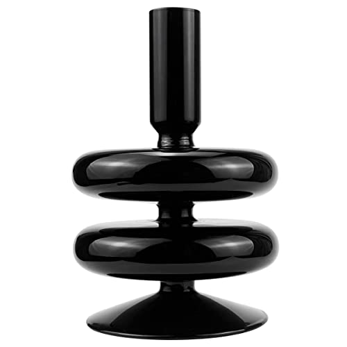 LNQ LUNIQI Glass Candle Holder for Taper Candles,Clear Decorative Candle Sticks Holders for Wedding Valentines Day Birthday Party Centerpiece (Black)