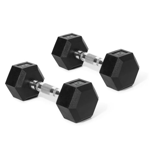 Ritfit 5-650 LBS PVC Encased Hex Dumbbell Sets with Optional Rack for Home Gym, Hand weight with Chrome Handle for Strength Training,Workouts,60LB