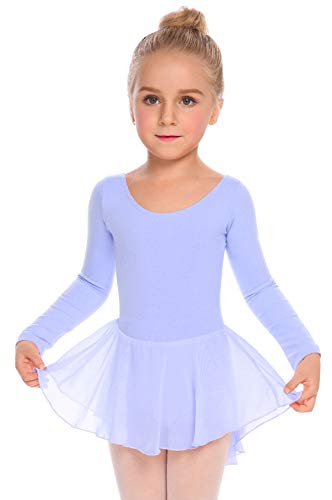 Zaclotre Ballet Leotards for Girls Toddler Classic Long Sleeve Criss-Cross Back Dance Dress Ballerina Outfits