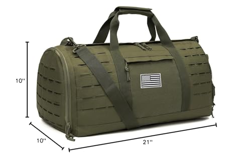 QT&QY 40L Military Tactical Duffle Bag For Men Sport Gym Bag Fitness Tote Travel Duffle Bag Training Workout Bag With Shoe Compartment Basketball Football Weekender Bag