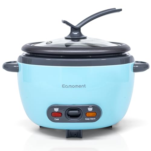 Small Rice Cooker 3 Cup Blue Portable Cook Rice and Automatic keep-Warm,Non Stick Pot,This Mini Rice Cooker is a Great Gift for College Students