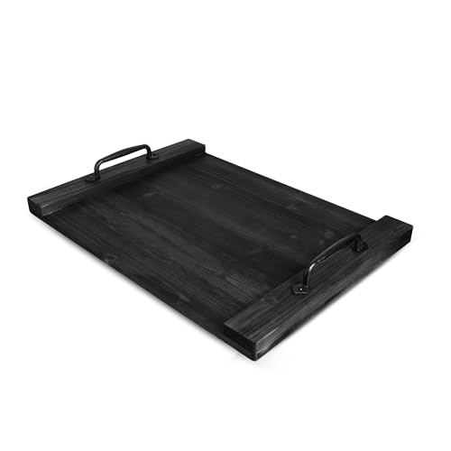 Ilyapa Noodle Board Wood Stove Top Cover for Gas Stove, Electric Stove Burner Covers, Farmhouse Serving Tray, Handles Made of Cast Iron, 22x30 Inches, Farmhouse Noodle Board, Charcuterie Board, Black