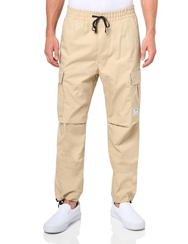 HUGO Relaxed Fit Cotton Twill Joggers Beige Small