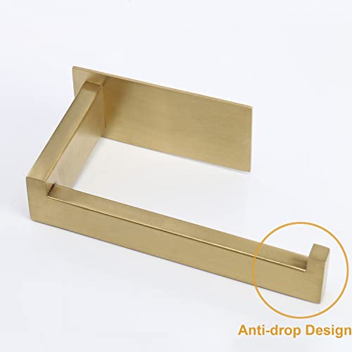 Vanloory Toilet Paper Holder, Self Adhesive Tissue Holder Stainless Steel Rustproof Paper Roll Holder, No Drilling Easy to Install, Toilet Paper Rack Suitable for Office, Bathroom (Brushed Gold)