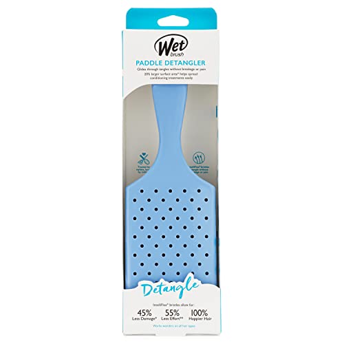 Wet Brush Paddle Detangler Hair Brush, Sky - Ultra-Soft IntelliFlex Detangling Bristles with AquaVent Design - Spread Hair Treatments Evenly - Pain-Free Hair Brush For Women, Men, Wet And Dry Hair