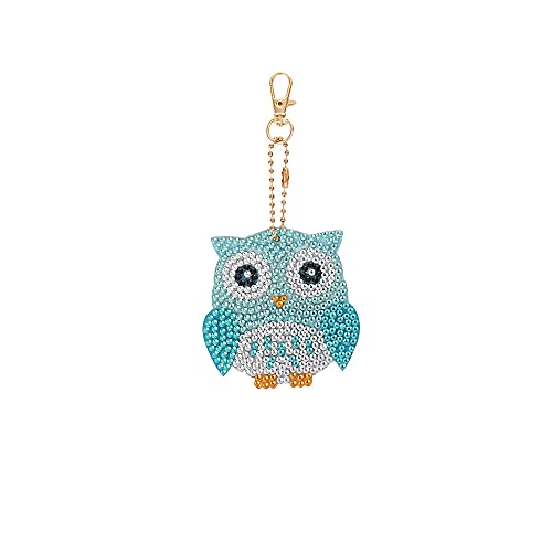 4 Pcs/Set 5D Full Drill Rhinestone Mosaic Making Kit Diamond Painting Keychain for DIY Craft Key Ring Bag Decor (Animal)