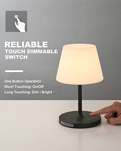 WEILAILUX Outdoor Battery Operated Table Lamp Waterproof, 4000mAh Cordless Table Lamp Rechargeable, Touch Dimmable Desk Lamp, LED Night Light for Patio Camping Restaurant Home, H9.6in, Orange