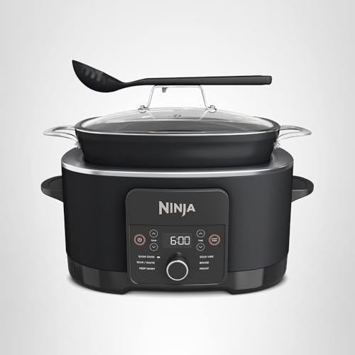 Ninja® 12-in-1 PossibleCooker™ PLUS | 8.5-qt - Sous Vide & Proof Multi-Cooker | Slow Cooker, Dutch Oven & More | Glass Lid & Integrated Spoon | Nonstick | Oven Safe Pot to 500°F | Black | MC1010