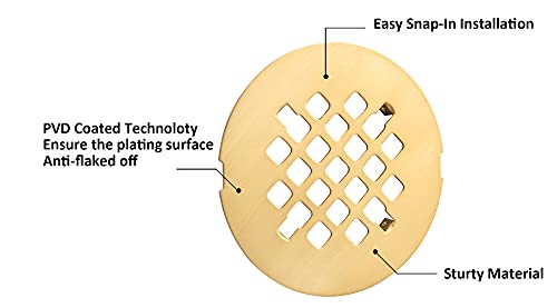 Artiwell 4-1/4” OD Snap-in Shower Drain Cover, Round Shower Drain Strainer Grid, Replacement Cover, Designed for Long-Lasting
