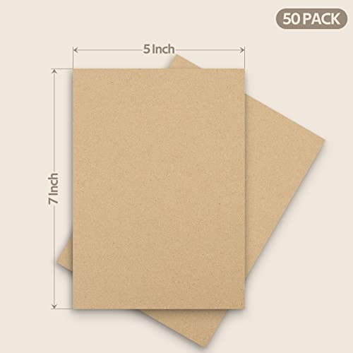 Golden State Art, 50 Pack 5x7 Corrugated Cardboard Sheet Flat Cardboard Pads Inserts, 1/16" Thick, Great for Crafts, Mailing, Packaging (Kraft Brown)