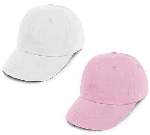 2 Packs Toddler Baseball Summer Hat Kids Baseball Cap Toddler Hat for Boys Girls Baby Sun Hat Cotton Kids Baseball Hat CapsBeige&Lightpink
