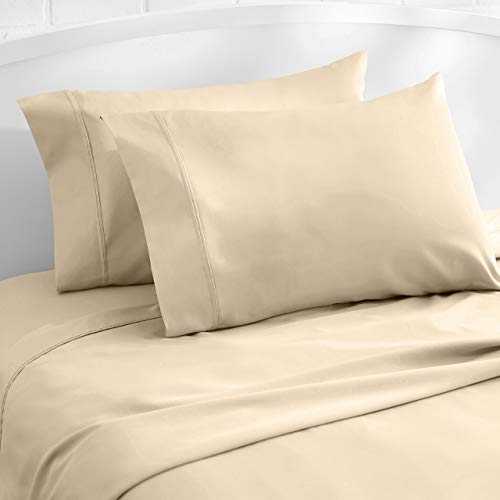 Amazon Basics 400 Thread Count Cotton Pillow Case, Standard, 30" L x 20" W, Beige - Set of 2, Pillows Not Included