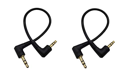 Traovien Stereo Audio Cable, 90 Degree Angled 3.5mm 3Pole TRS Male to Male Stereo Audio Extension Cable for Phone Laptops MP3 Table PC and More(2pcs) (3pole M Bend/M Bend)