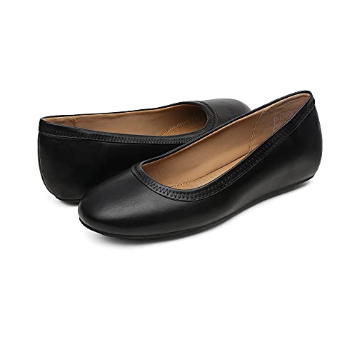 DREAM PAIRS Women's Dfa2112 Ballet White Flats Comfortable Dressy Work Low Wedge Arch Suport Flats Shoes, White Pu, Size 7.5
