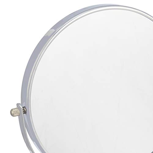 Amazon Basics Wall Mount Round Vanity Mirror, 1X/5X Magnification, Chrome, 12.8"L x 10"W