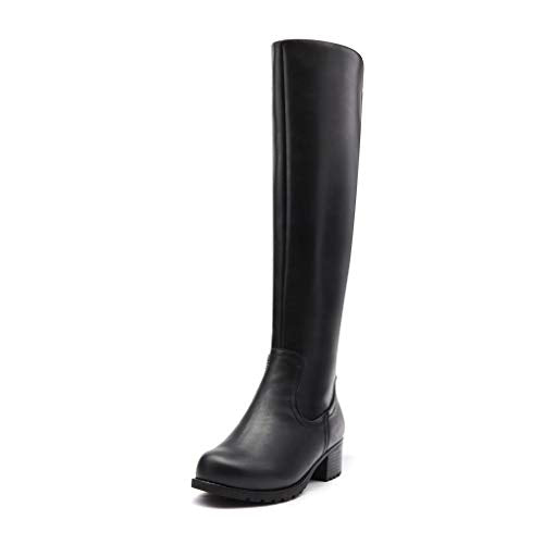 Comfy Moda Black Knee High Boots for Women, Waterproof Leather Winter Boots with Fur Lined, Flurry Size 11