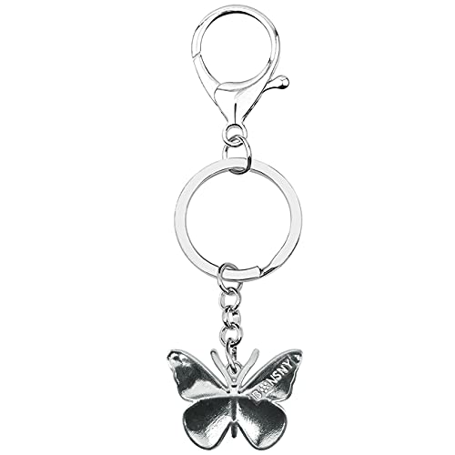 BONSNY Enamel Metal Adrable Butterfly Keychains For Women Car Rings Purse Novelty Charms GIfts (Black)