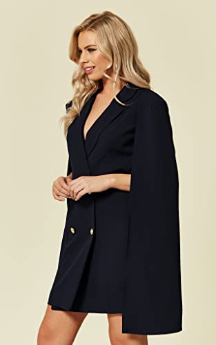 EXTRO&VERT Cape Blazer Dress for Women Gold Buttons Double Breasted Split Sleeve Casual Outfit