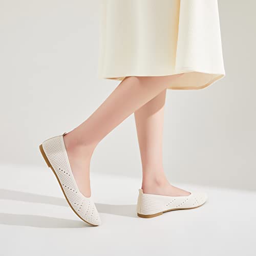 Women’s Flats Shoes Dress Shoes for Women Ballet Flats Dressy Comfortable Pointed Toe Flats Foldable Flats(Beige.us5)