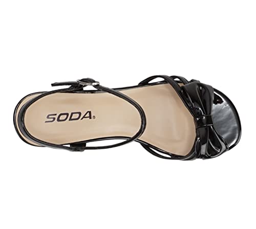 Soda Girly-2 Children's Girl's Open Toe Slingback Block High Heel Sandals (Black Patent, us_footwear_size_system, little_kid, women, numeric, medium, numeric_1)