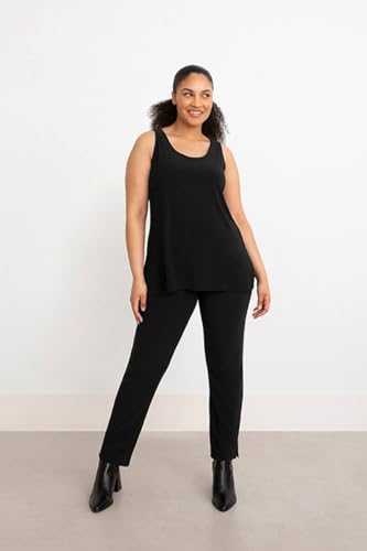 Sympli Women's Go To Tank Top, Sleeveless, Rounded Neckline, Black,2